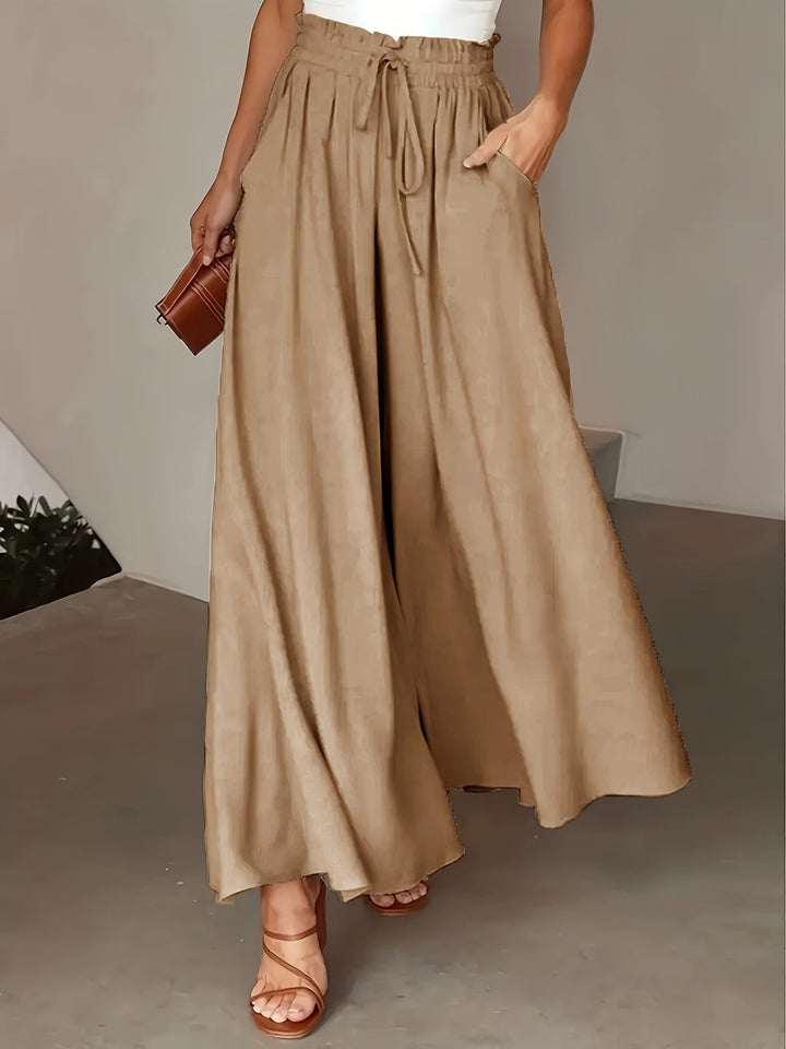 Pantalones anchos cómodos de verano en Caqui