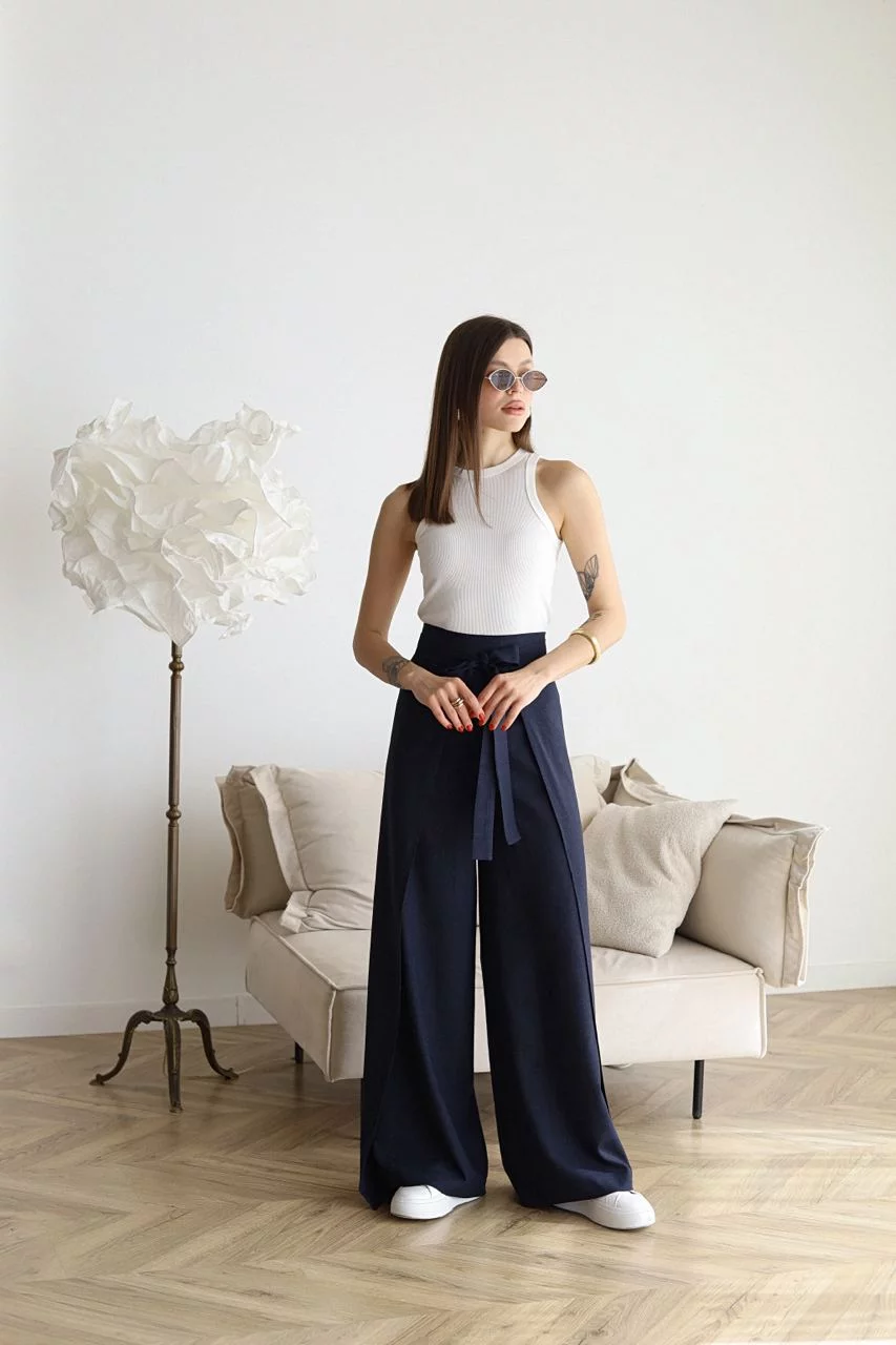 Pantalones Anchos Elegantes de Lino (2)
