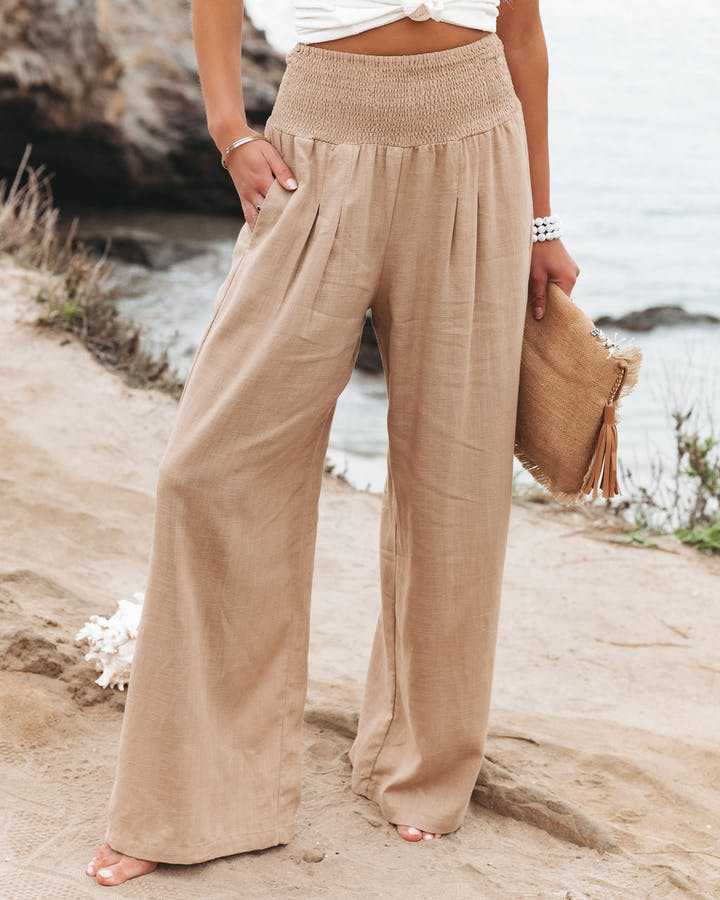 Pantalones Anchos Elegantes de Playa en Beige (Fast ausverkauft)