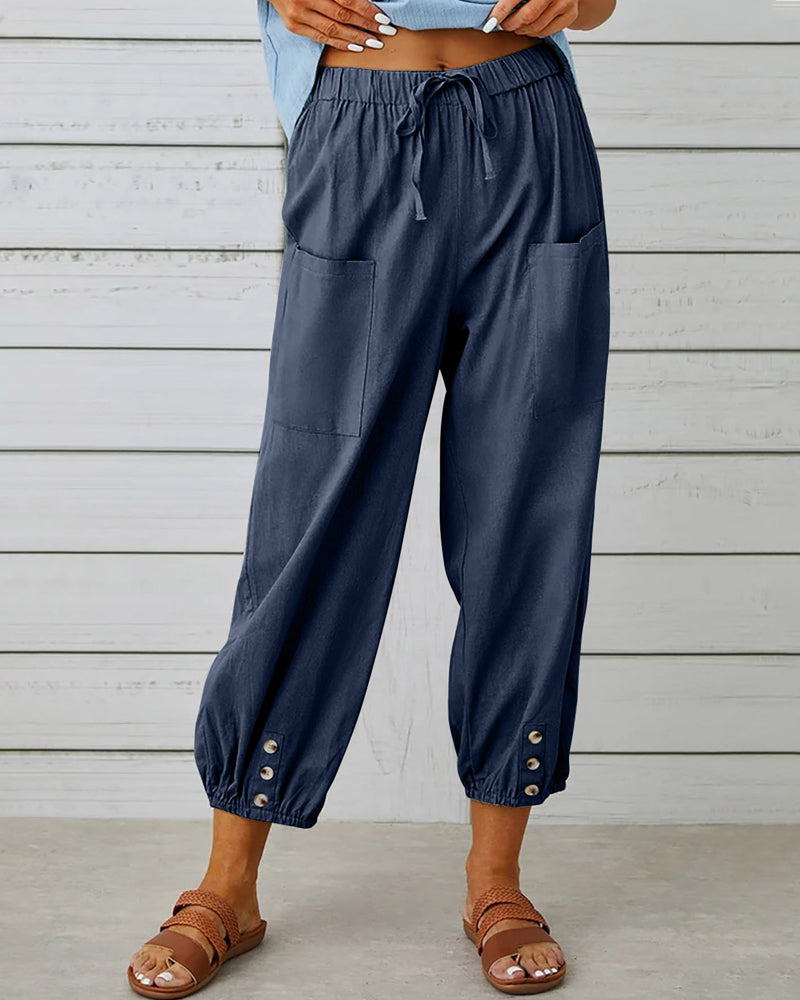 Pantalones Modernos Holgados en Azul marino