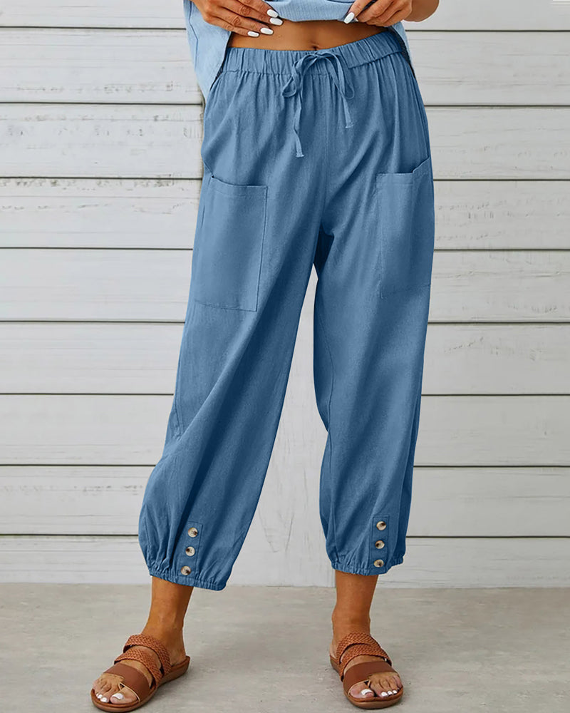 Pantalones Modernos Holgados en Azul