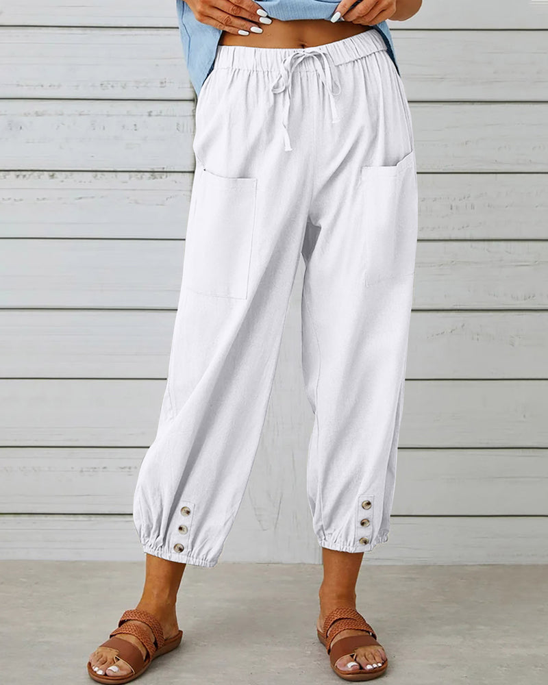 Pantalones Modernos Holgados en Blanco