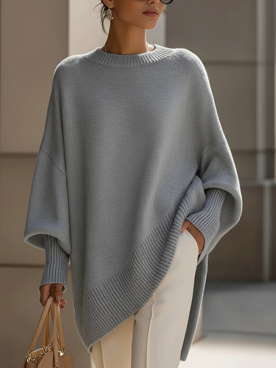 Pullover Holgado Minimalista para Mujer en Gris