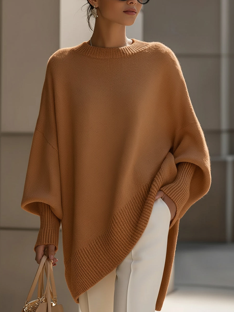 Pullover Holgado Minimalista para Mujer en Karamell