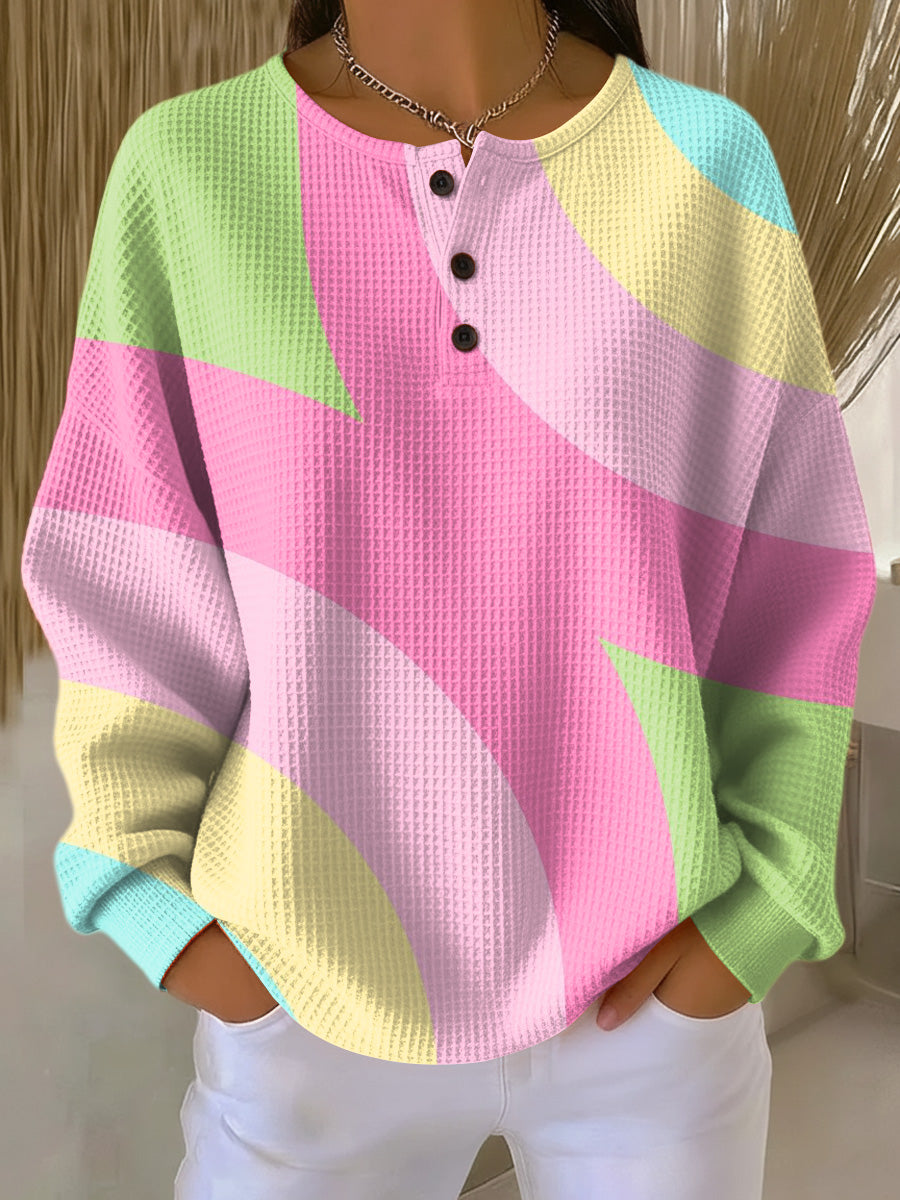 Pullover Mujer Patrón Geométrico Elegante en Rosa