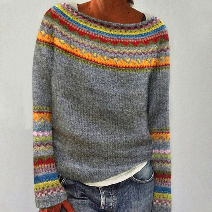 Pulóver Noruego de Punto Merino para Otoño en Gris