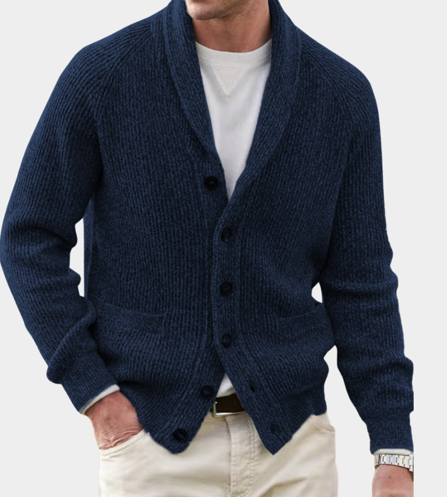 Robuste Herren Strickweste für Herbst in Dunkelblau