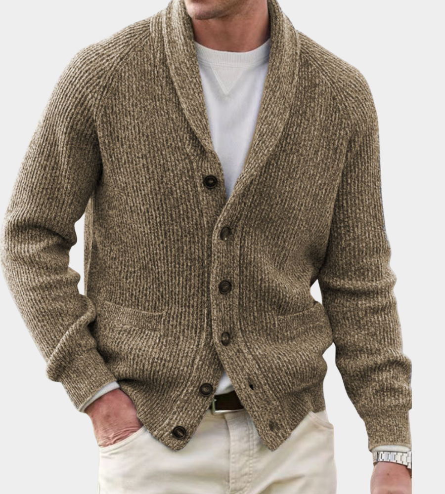 Robuste Herren Strickweste für Herbst in Khaki