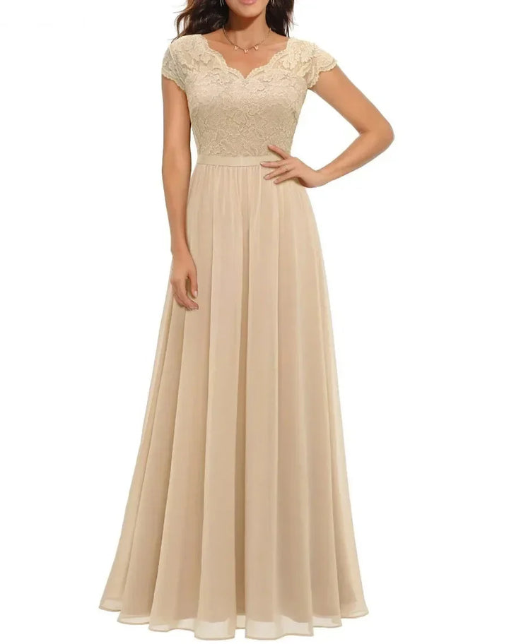 Romantische Bruiloft Gastenjurk Dames met en Beige