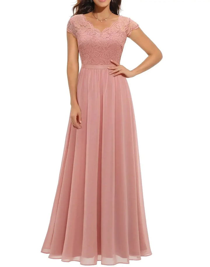 Romantische Bruiloft Gastenjurk Dames met en Rosa