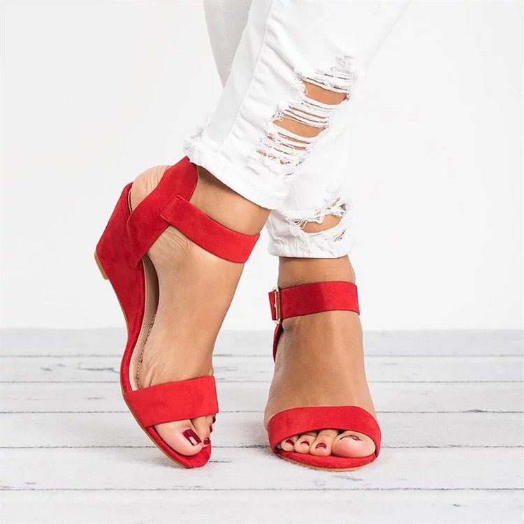 Sandalias de Cuña con Correa para Mujer en Rojo