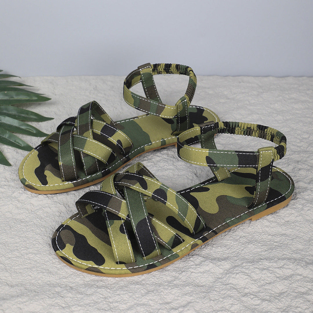 Sandalias de Mujer de Cuero Ajustables en Verde oliva