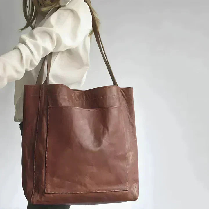 Schwarze Handtasche für Damen im klassischen Stil in Dunkelbraun
