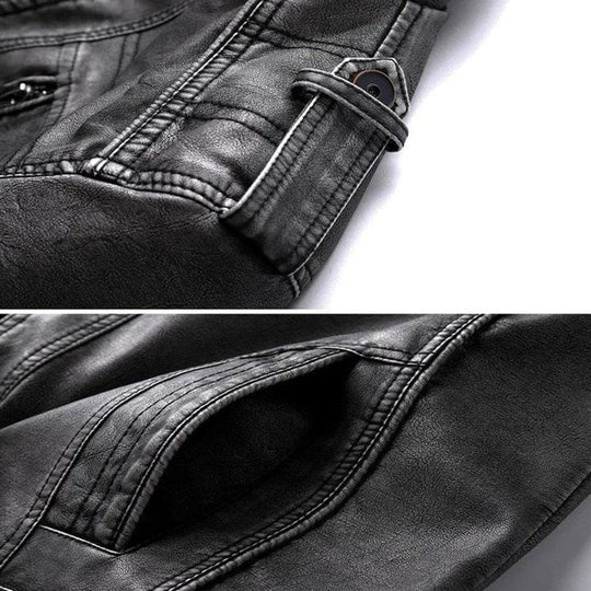 Schwarze Herren Lederjacke im Biker-Stil