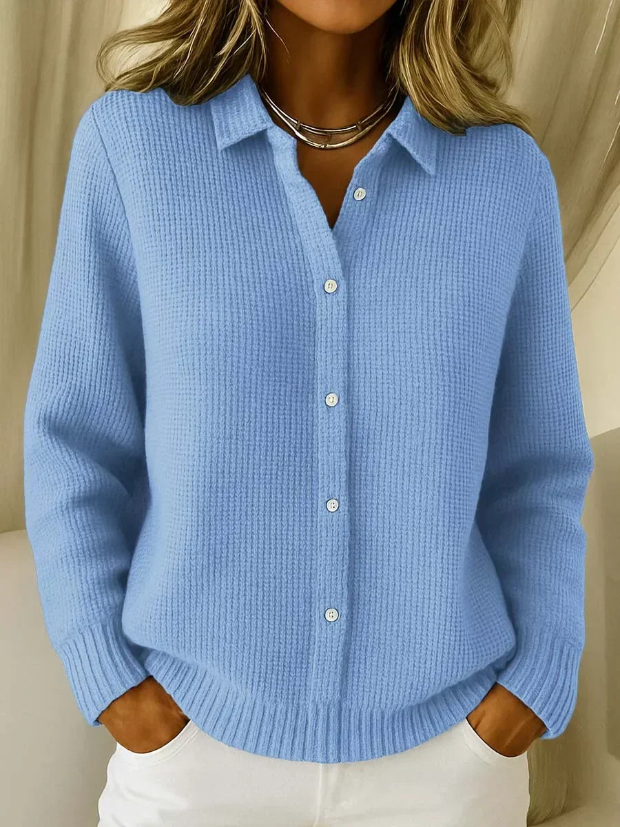 Sofisticado Cardigan de Algodón en Azul