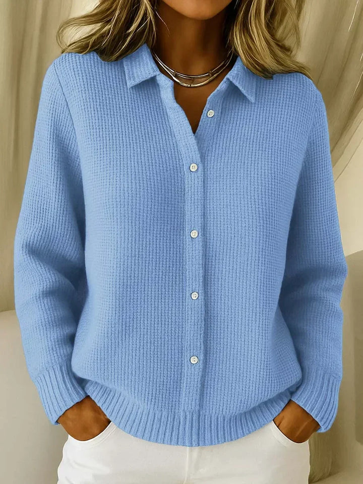Sofisticado Cardigan de Algodón en Azul