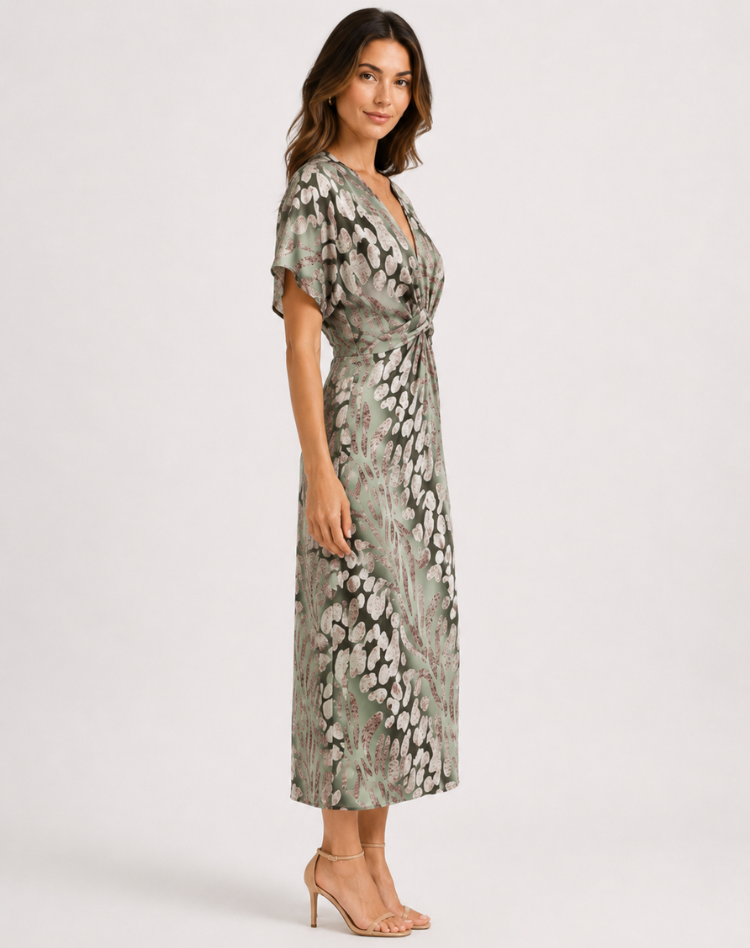 Sofisticado vestido de cóctel maxi envolvente para mujer (2)
