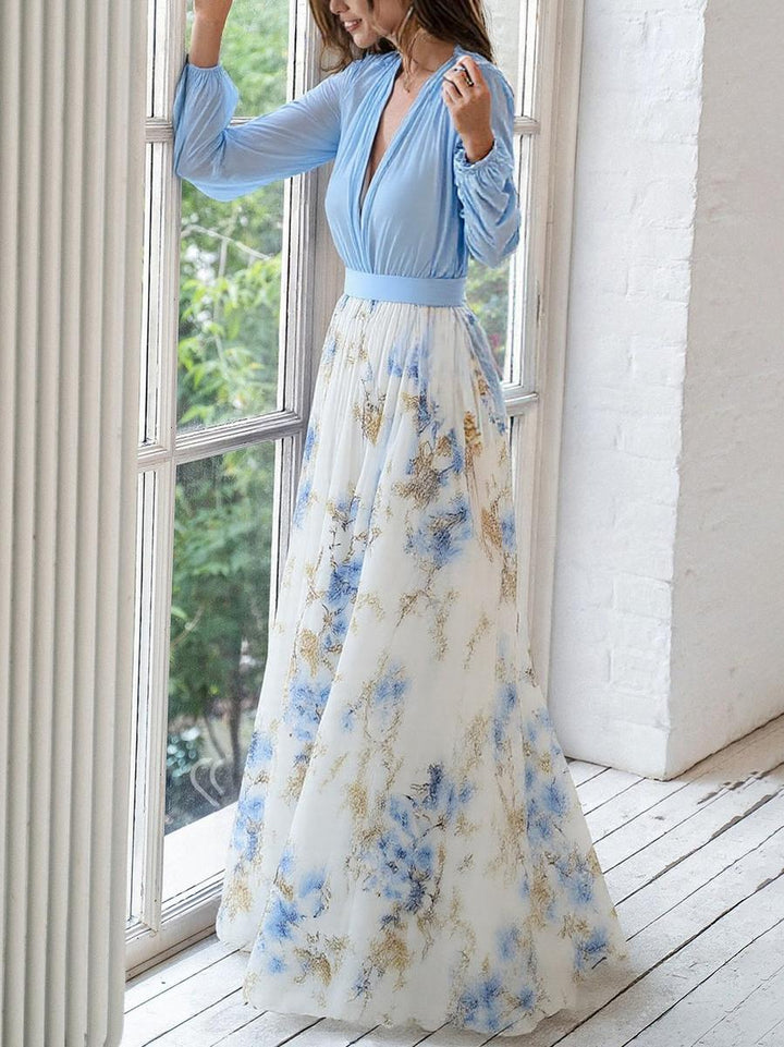 Sofisticado Vestido Maxi de Otoño Floral (2)