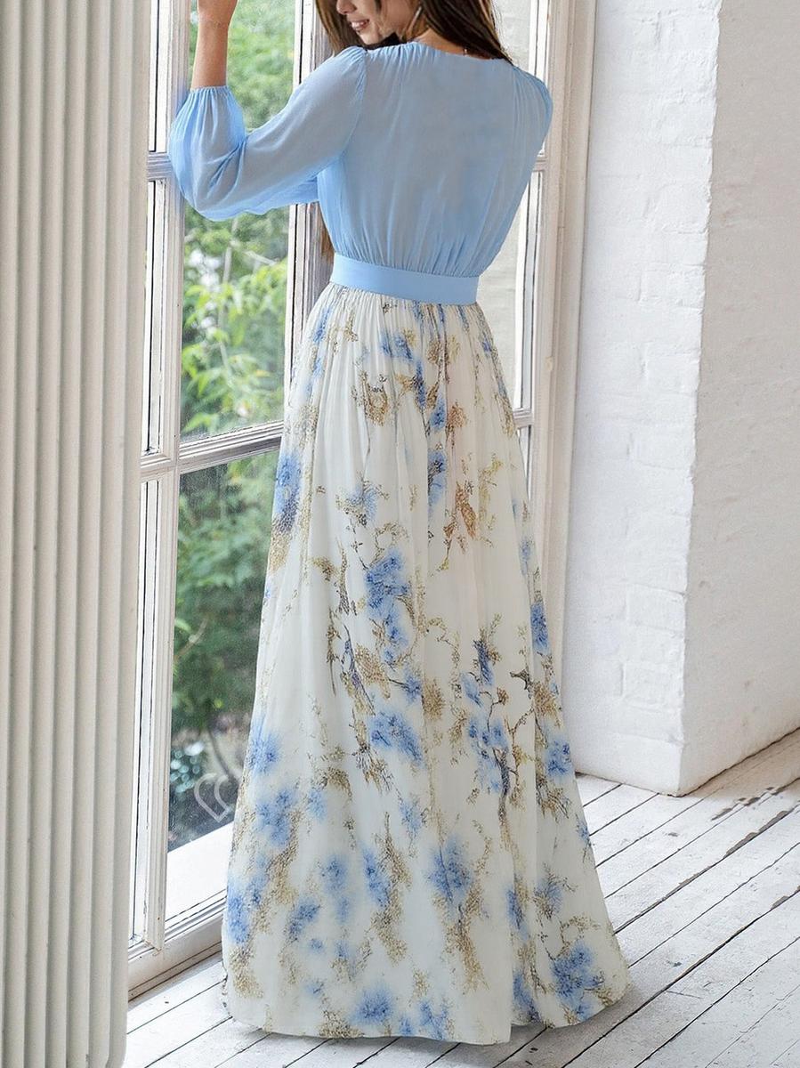 Sofisticado Vestido Maxi de Otoño Floral (4)