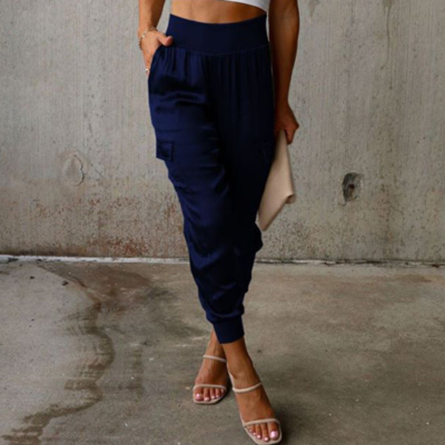 Sofisticados Pantalones Cargo en Azul oscuro