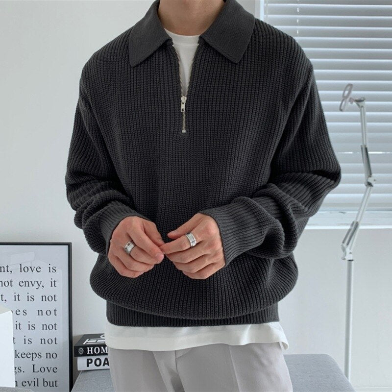 Strukturierter Herren Pullover für den Herbst in Schwarz