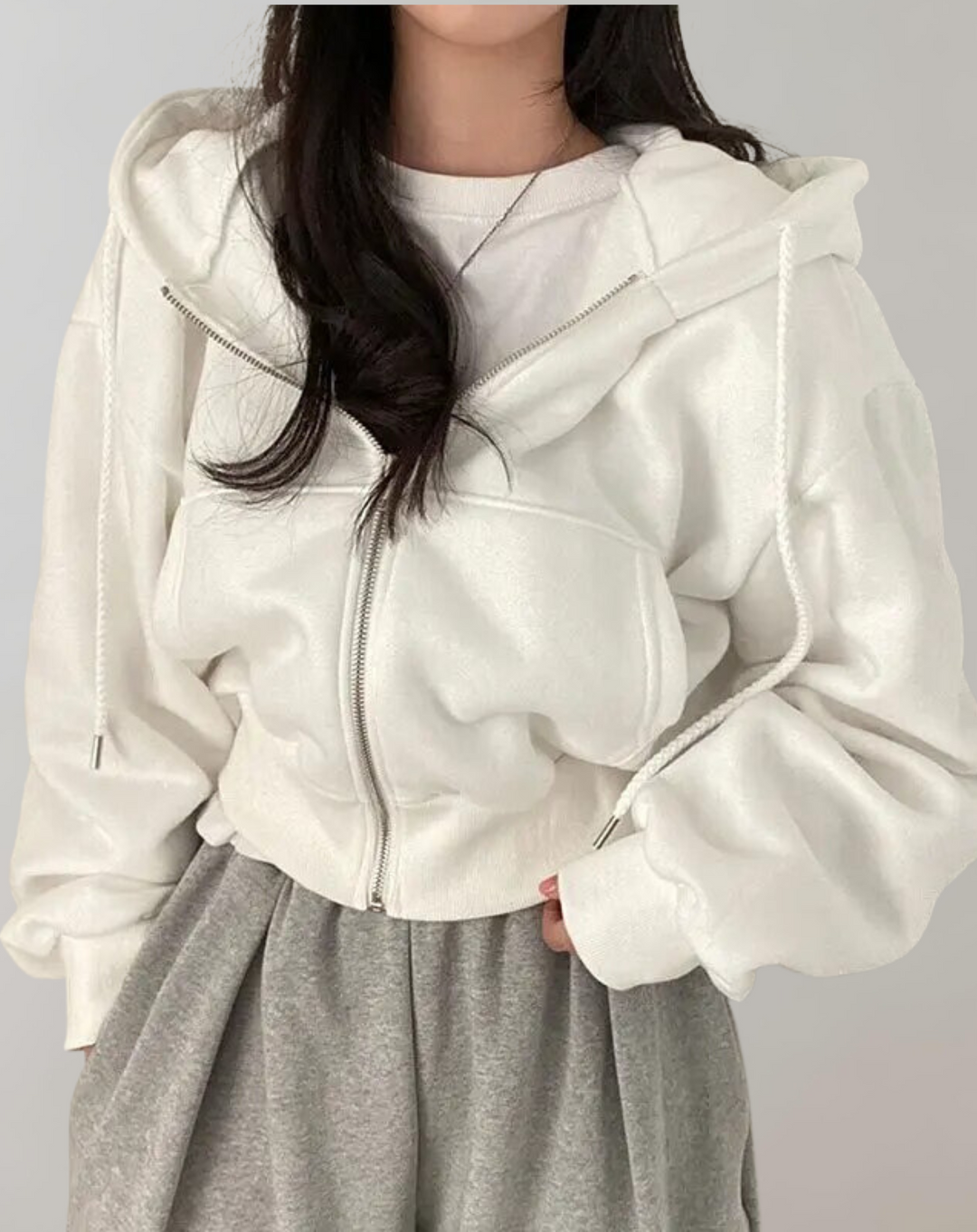 Sudadera con Capucha Mujer Cómoda Casual en Blanco