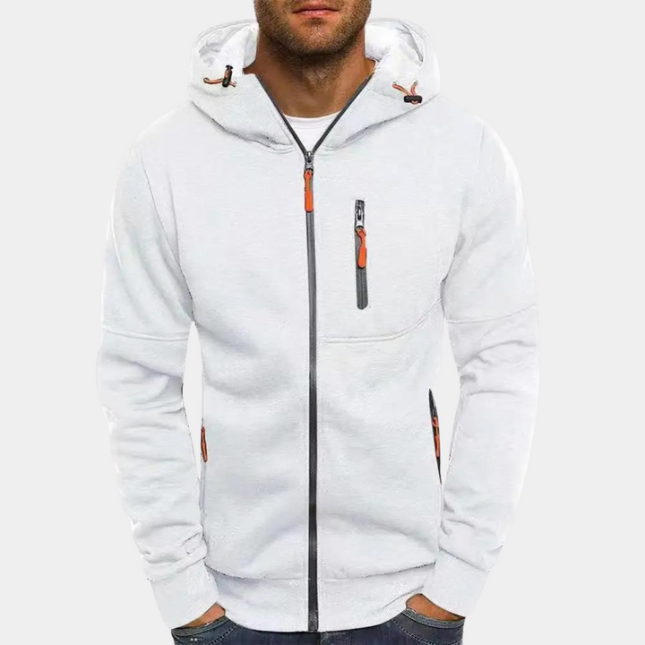 Sudadera Hombre Casual con Cremallera para Otoño en Blanco