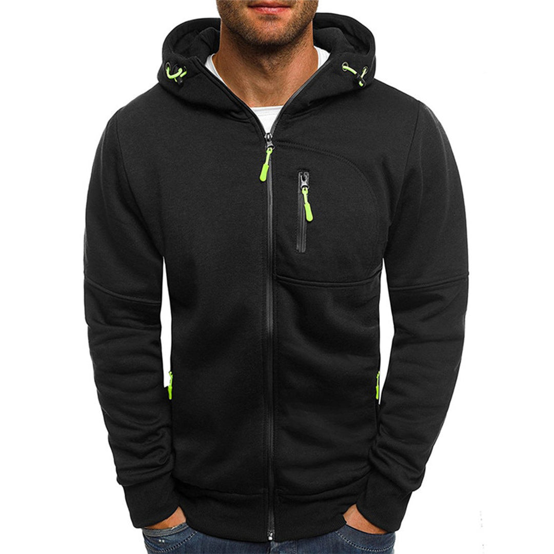 Sudadera Hombre Casual con Cremallera para Otoño en Negro