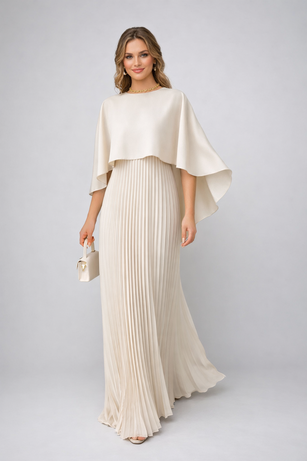 Sukienka Maxi z Szyfonu z en Off-White