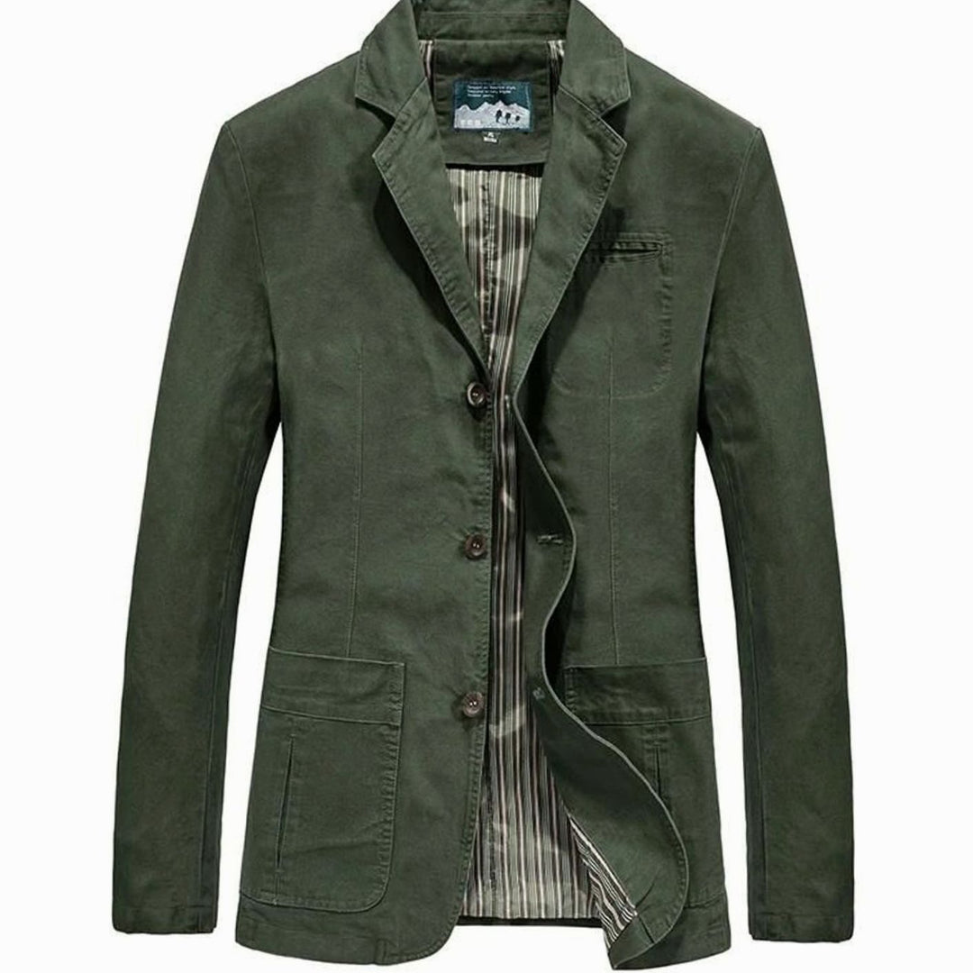 Taillierte Herren Jacke aus Baumwolle in Army Green