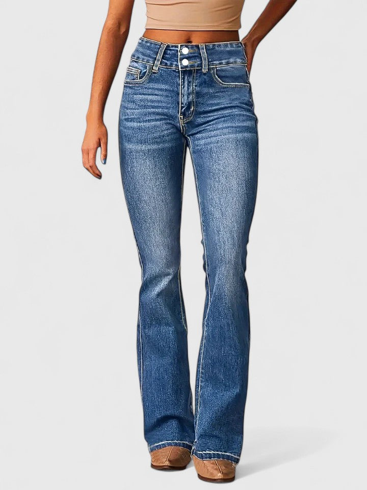Vaqueros Acampanados para Mujer con Stretch en Ocean Blue
