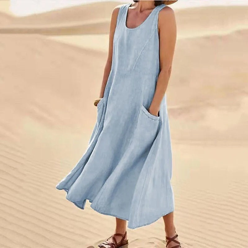 Vestido corto de playa para verano en Azul claro