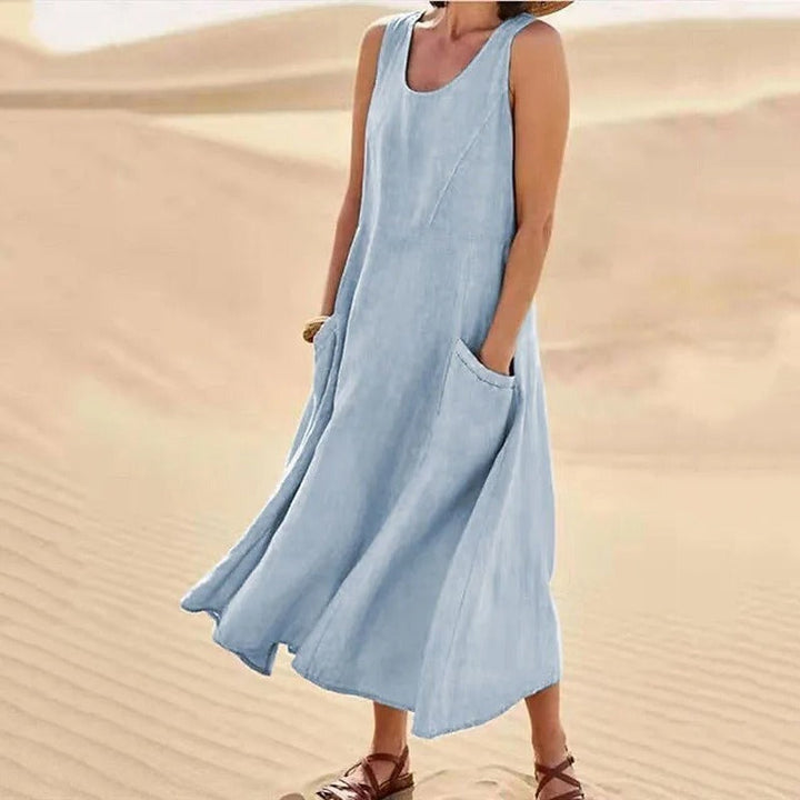 Vestido corto de playa para verano en Azul claro