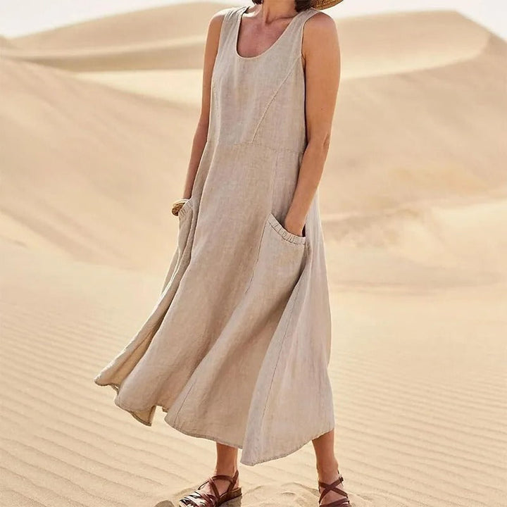Vestido corto de playa para verano en Beige
