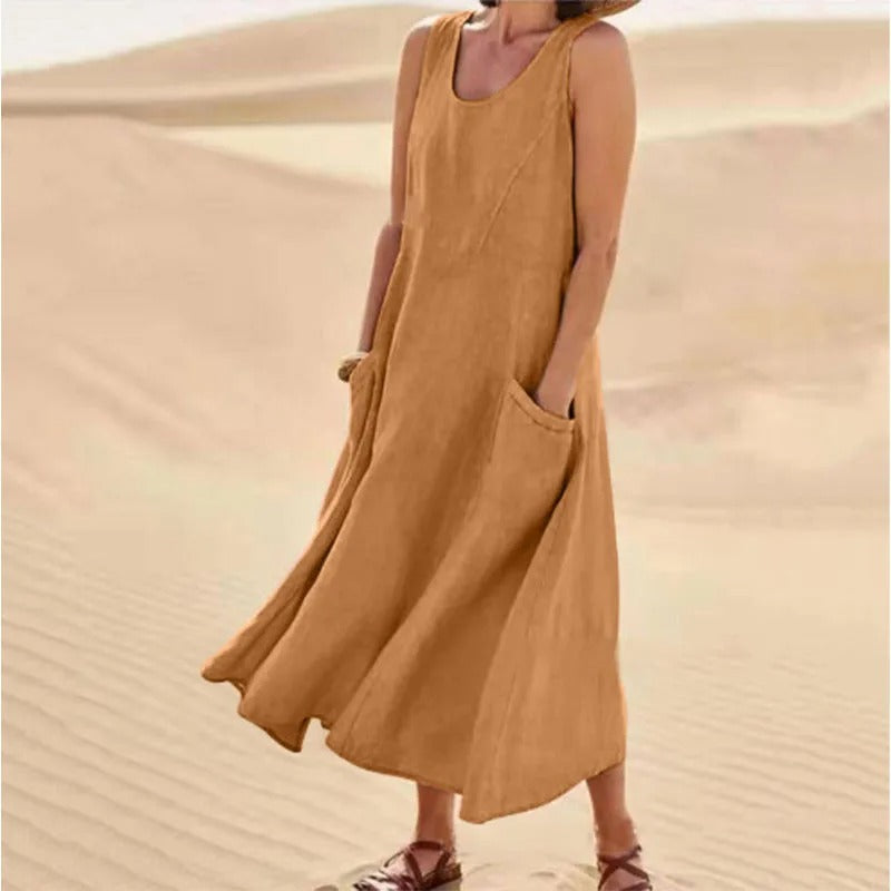 Vestido corto de playa para verano en Marrón