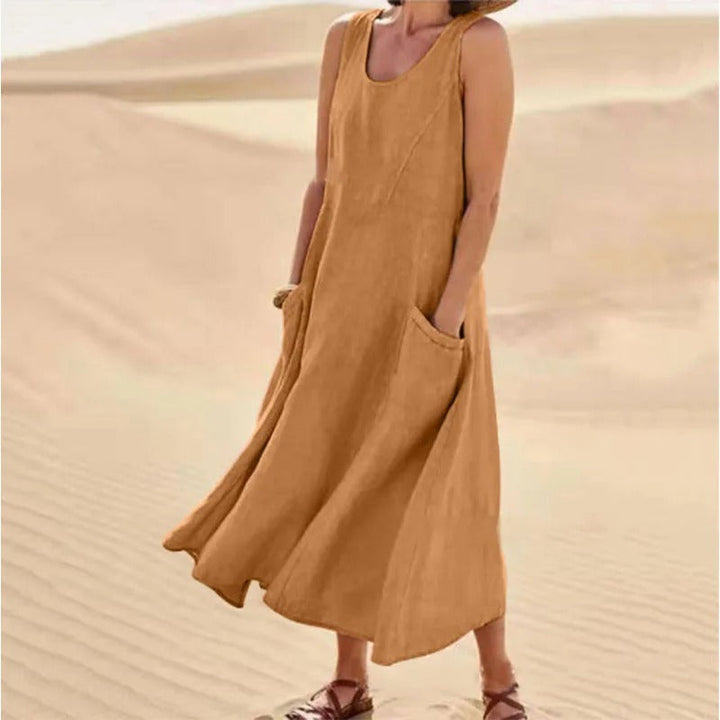 Vestido corto de playa para verano en Marrón