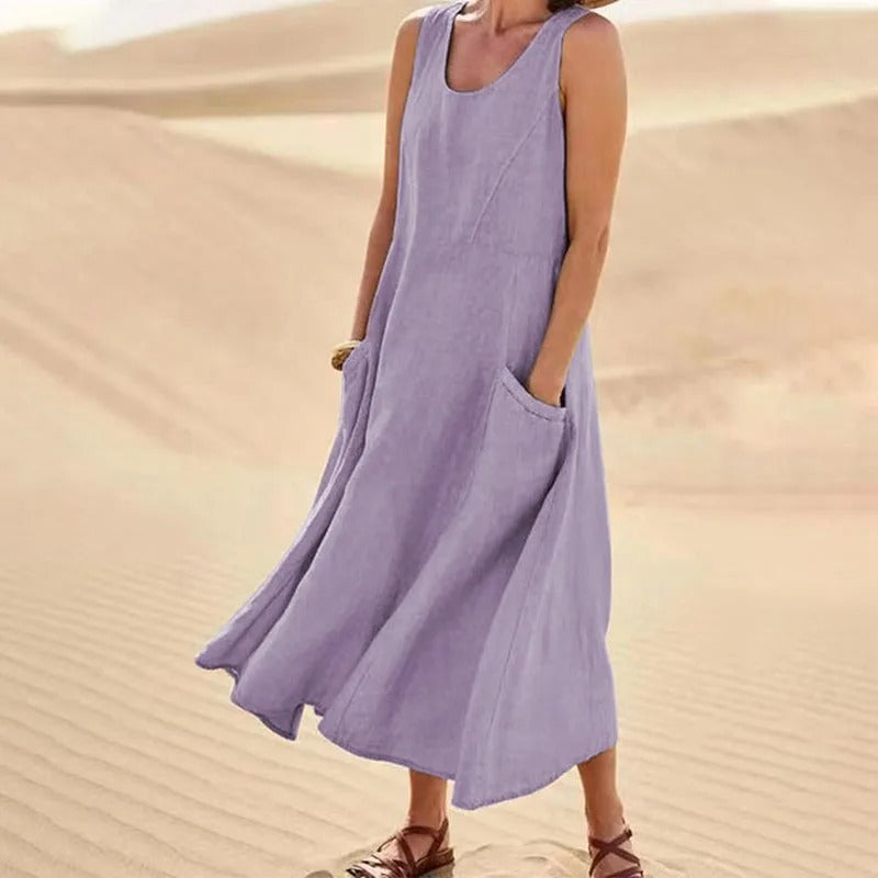 Vestido corto de playa para verano en Morado