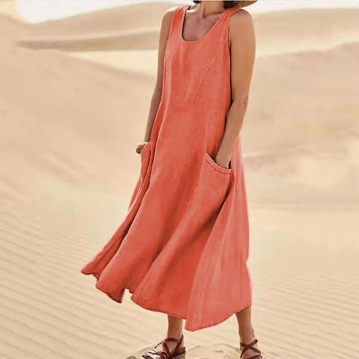 Vestido corto de playa para verano en Naranja