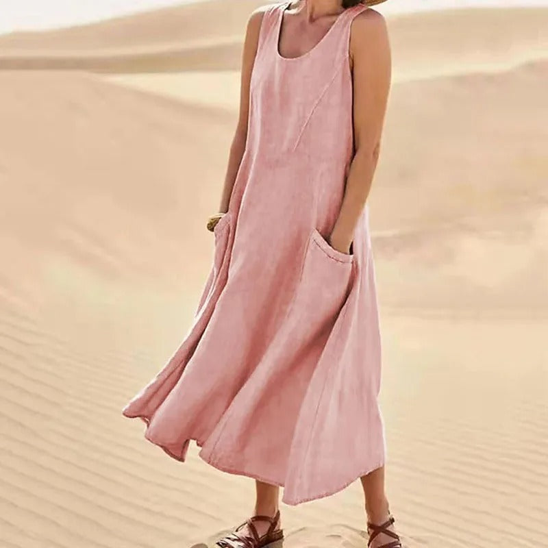Vestido corto de playa para verano en Rosa