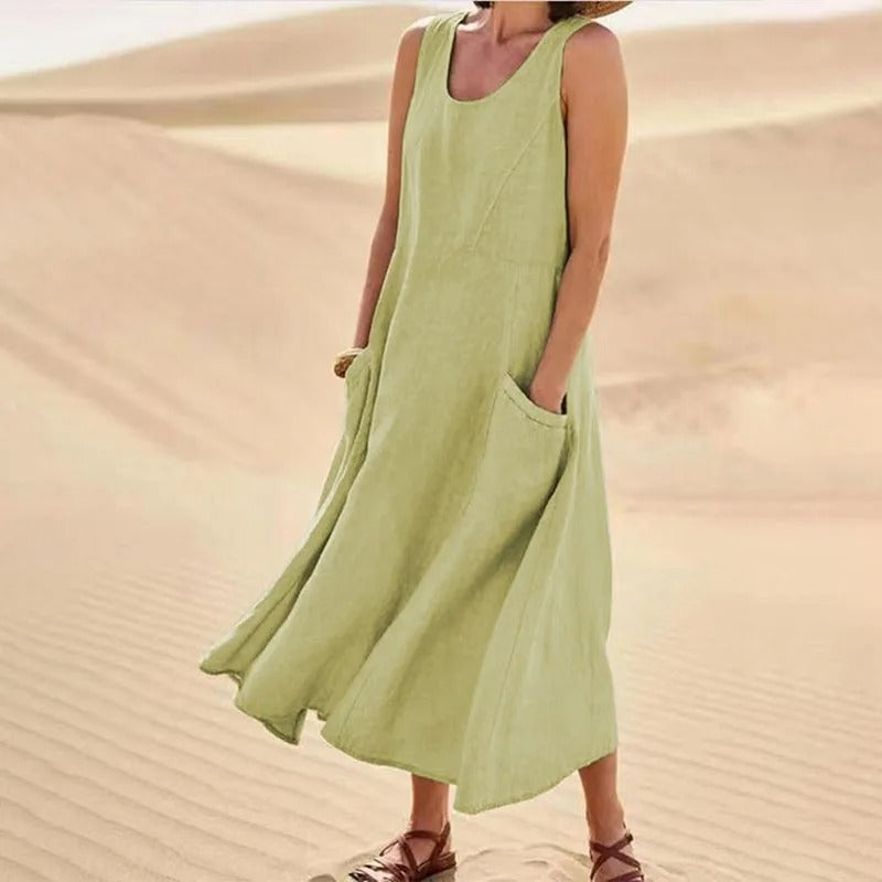 Vestido corto de playa para verano en Verde
