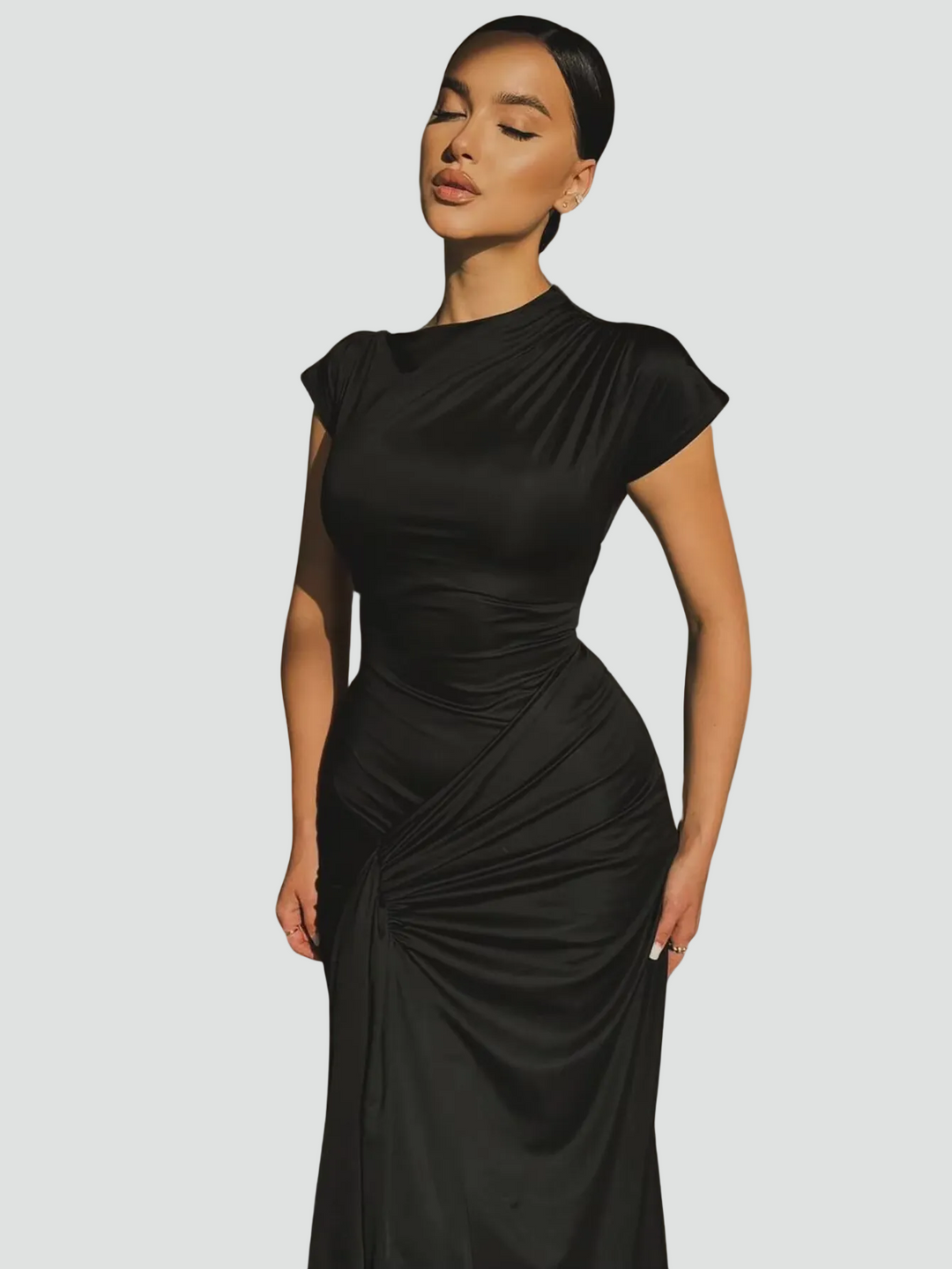 Vestido de Cóctel Maxi Ajustado con Pliegues (12)