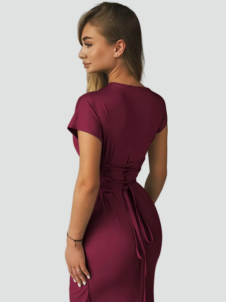 Vestido de Cóctel Maxi Ajustado con Pliegues (4)
