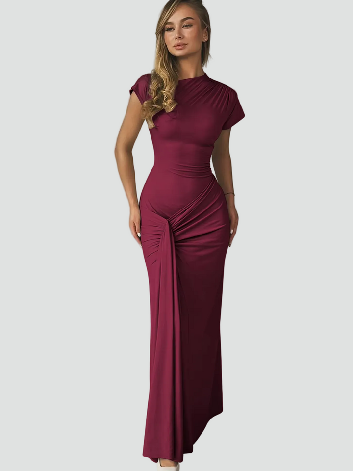 Vestido de Cóctel Maxi Ajustado con Pliegues (5)