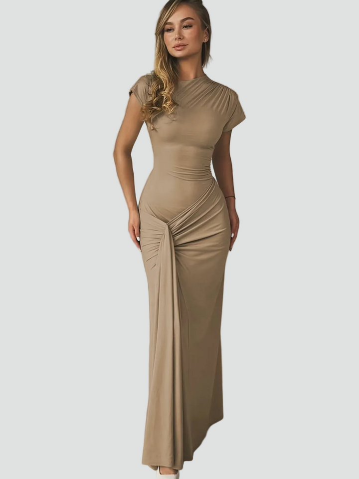 Vestido de Cóctel Maxi Ajustado con Pliegues (7)