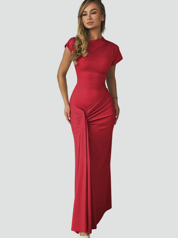 Vestido de Cóctel Maxi Ajustado con Pliegues (8)