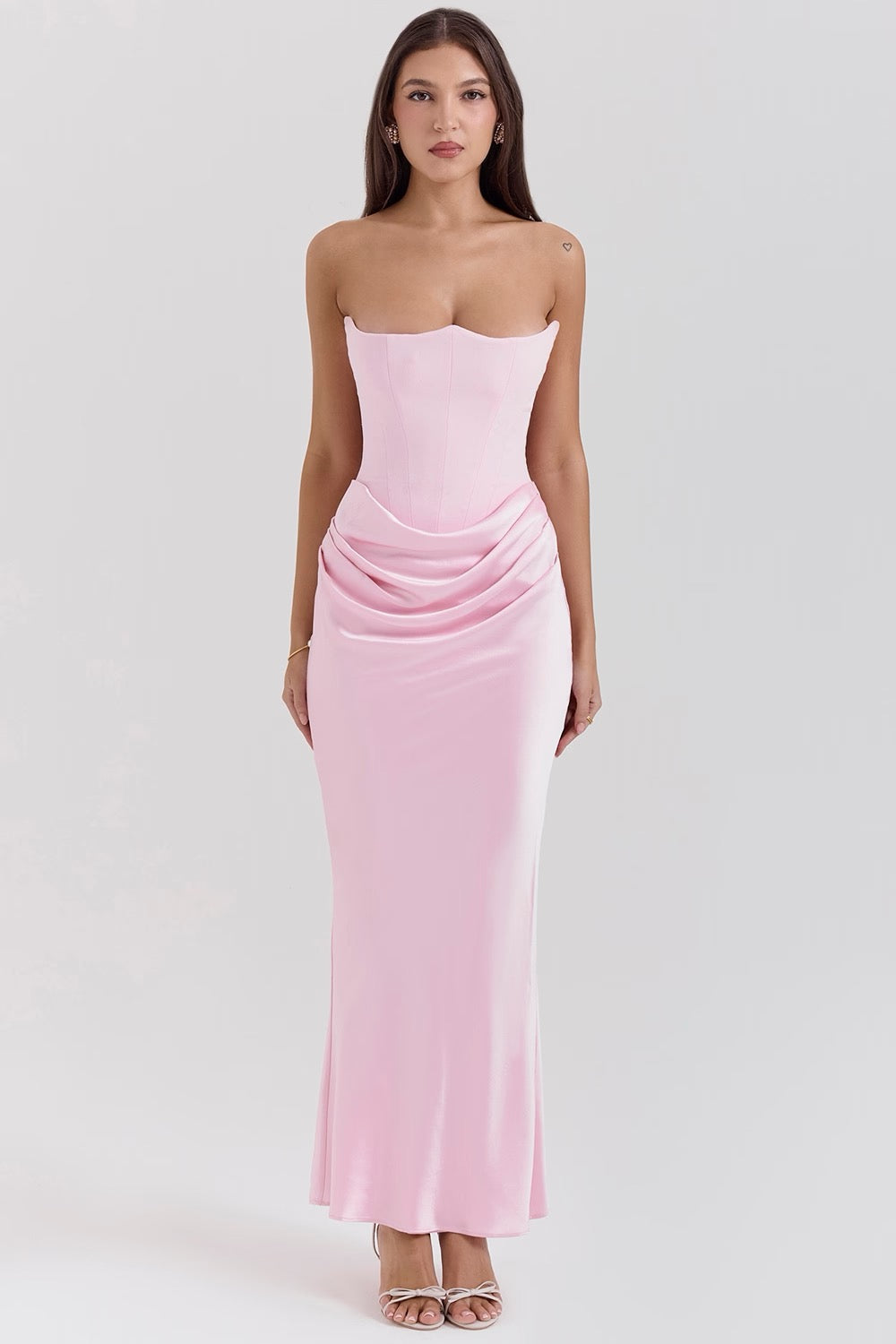 Vestido de Cóctel Maxi Elegante para Gala en Babyrosa