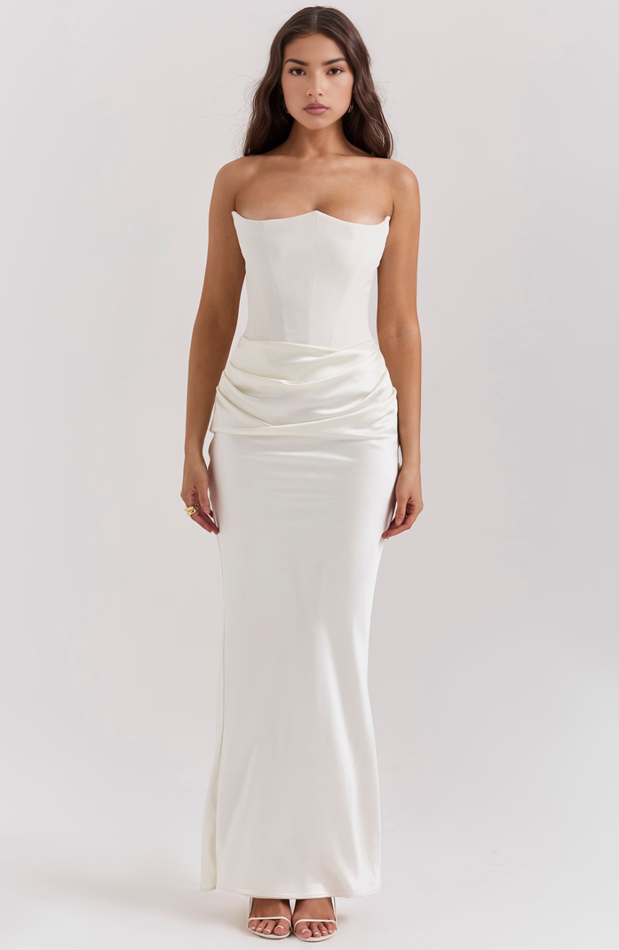 Vestido de Cóctel Maxi Elegante para Gala en Blanco 1