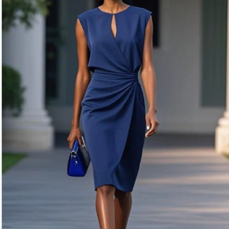 Vestido de cóctel midi para ocasiones elegantes en Azul oscuro