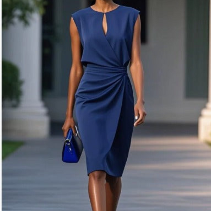 Vestido de cóctel midi para ocasiones elegantes en Azul oscuro