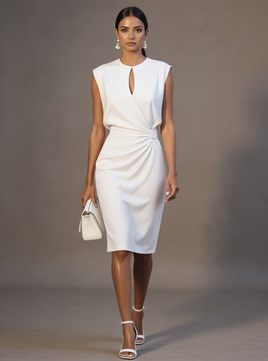 Vestido de Cóctel Sofisticado para Mujer en Blanco